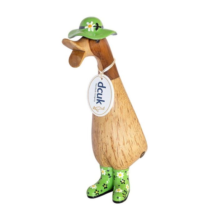 DCUK Natural Finish Duckling with Floral Hat & Welly Boots -Green-1
